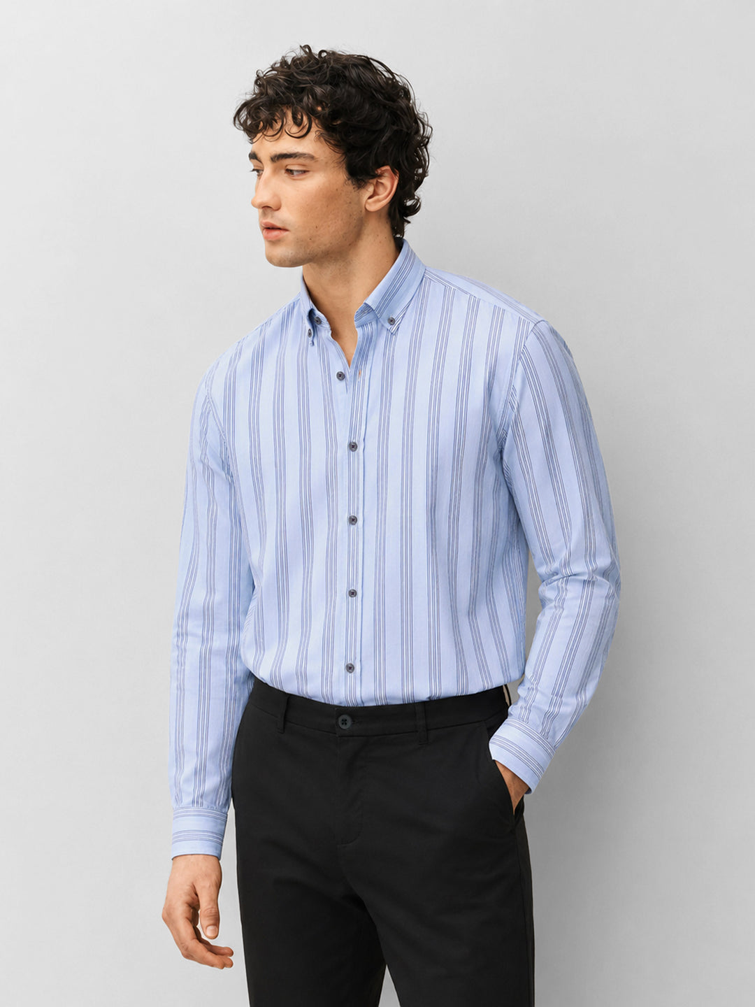 Blue & White Striped Button Down Shirt