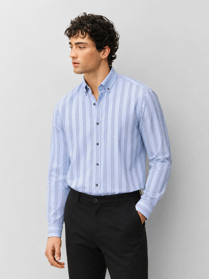 Blue & White Striped Button Down Shirt