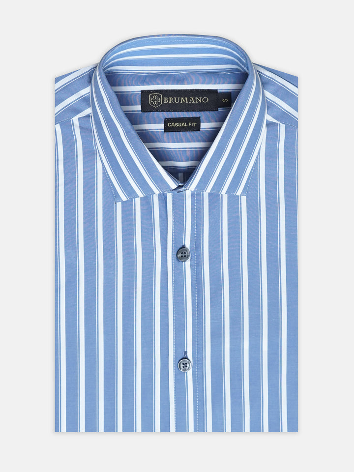 Blue & White Striped Formal Shirt