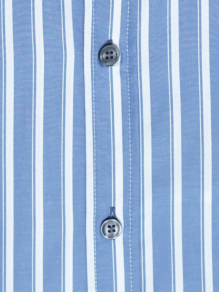 Blue & White Striped Formal Shirt