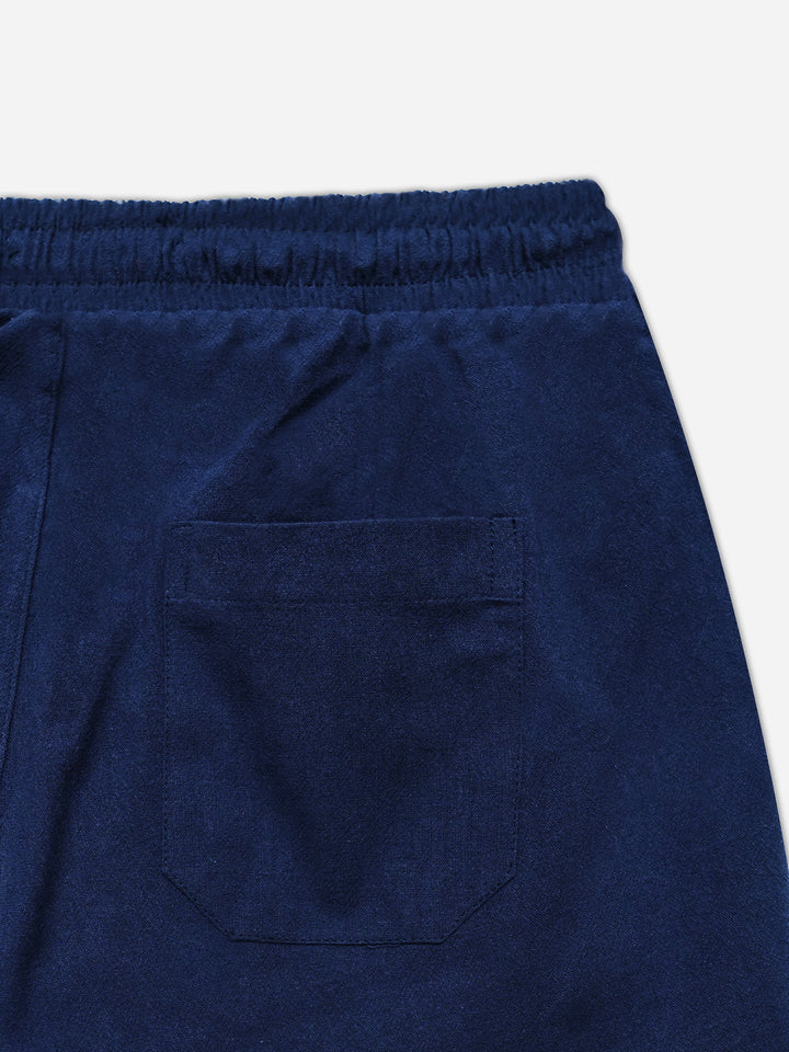 Blue Wrinkled Light Weight Cotton Pajama side view — Brumano Pakistan