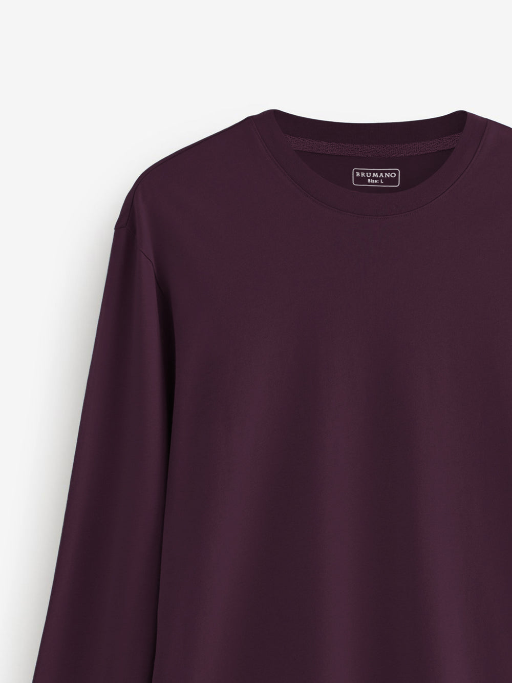 Burgundy Long Sleeve Crew Neck T-Shirt - Women