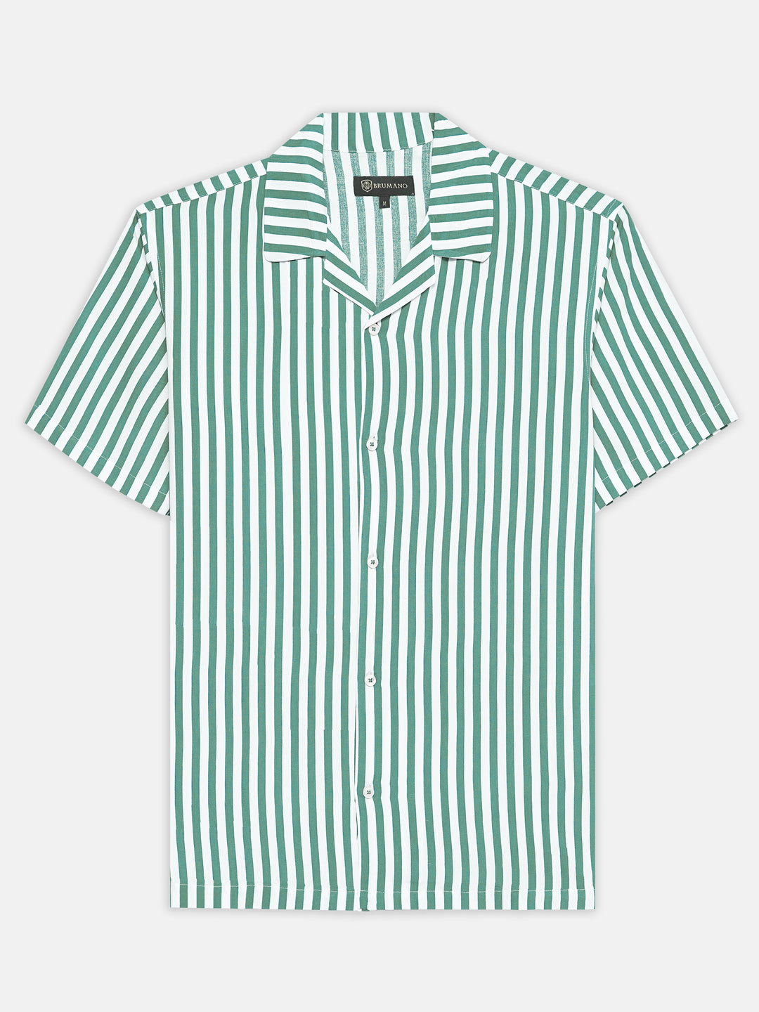 Green & Off-White Cuban Collar Shirt