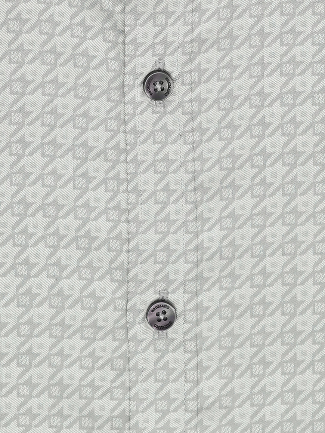 Grey Houndstooth Patterned Jacquard Shirt