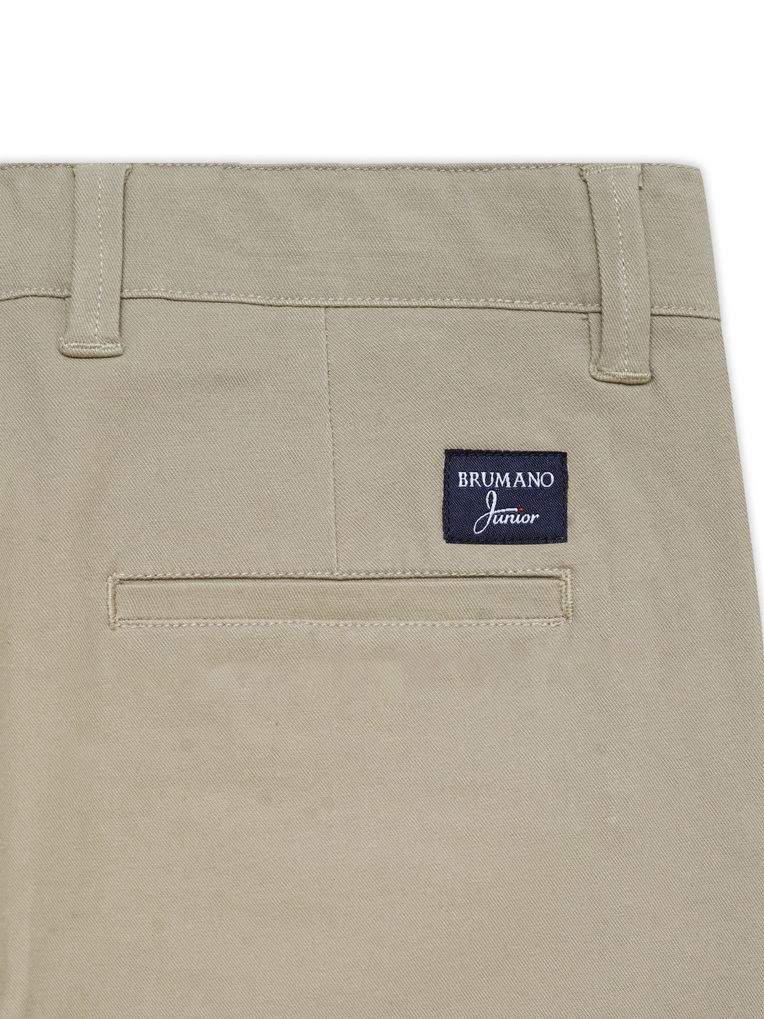 Khaki Casual Cotton Trouser - Junior Back close up