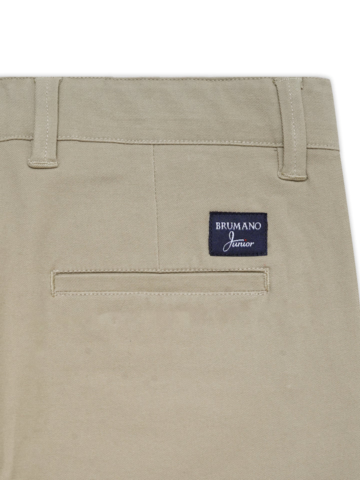 Khaki Casual Cotton Trouser - Junior Back close up