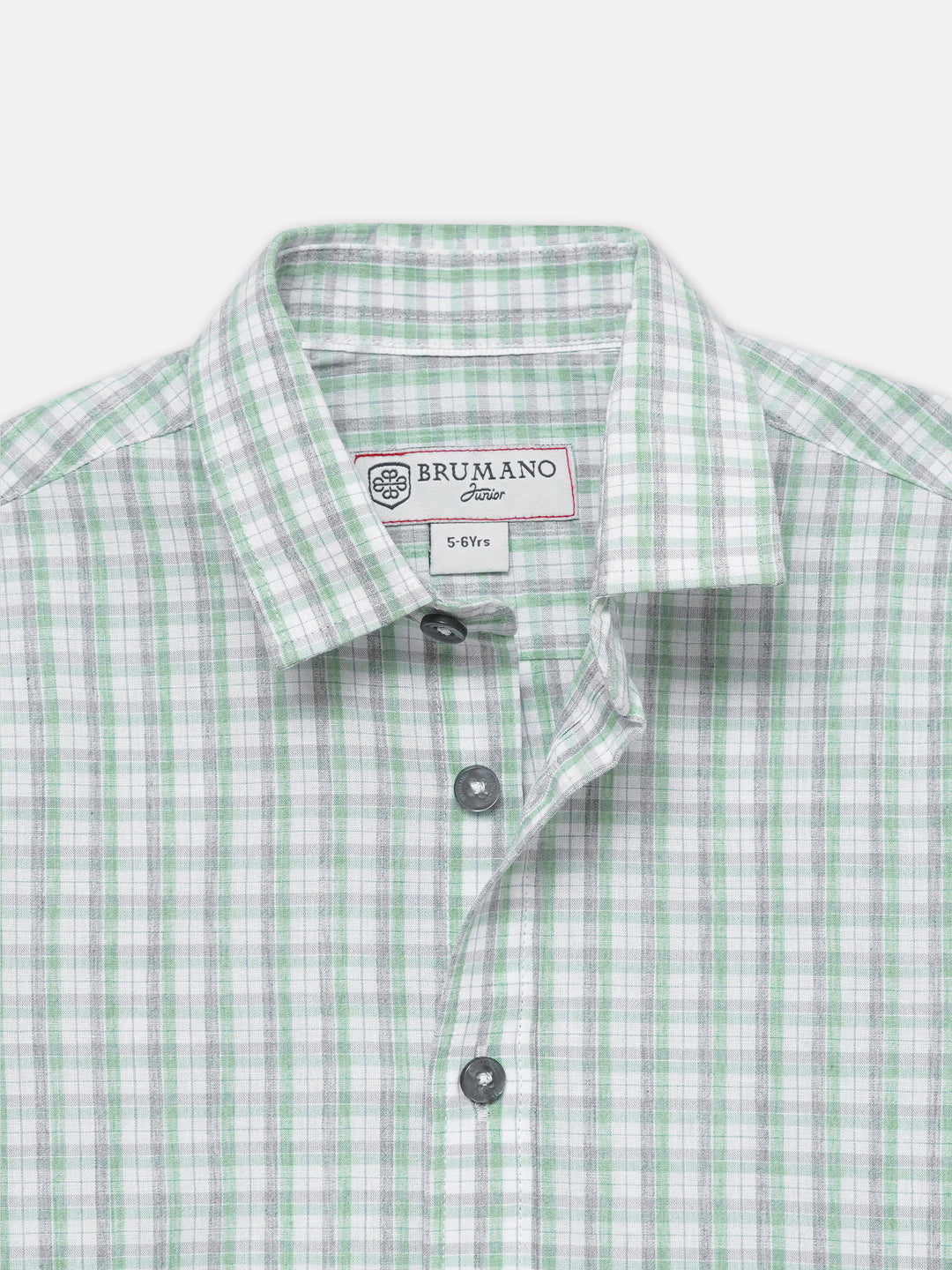 Light Green & Grey Checkered Half Sleeve Shirt - Junior