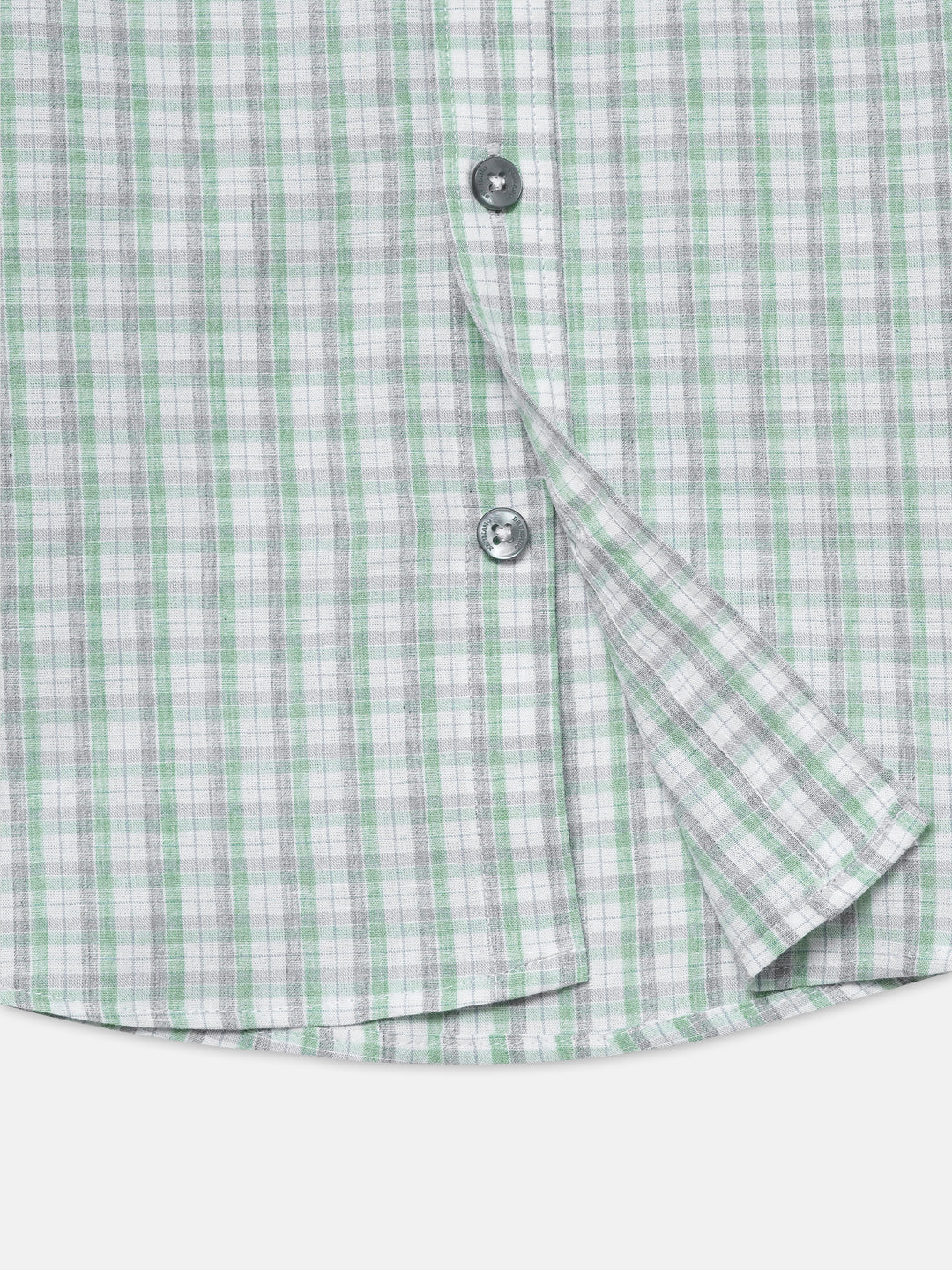 Light Green & Grey Checkered Half Sleeve Shirt - Junior