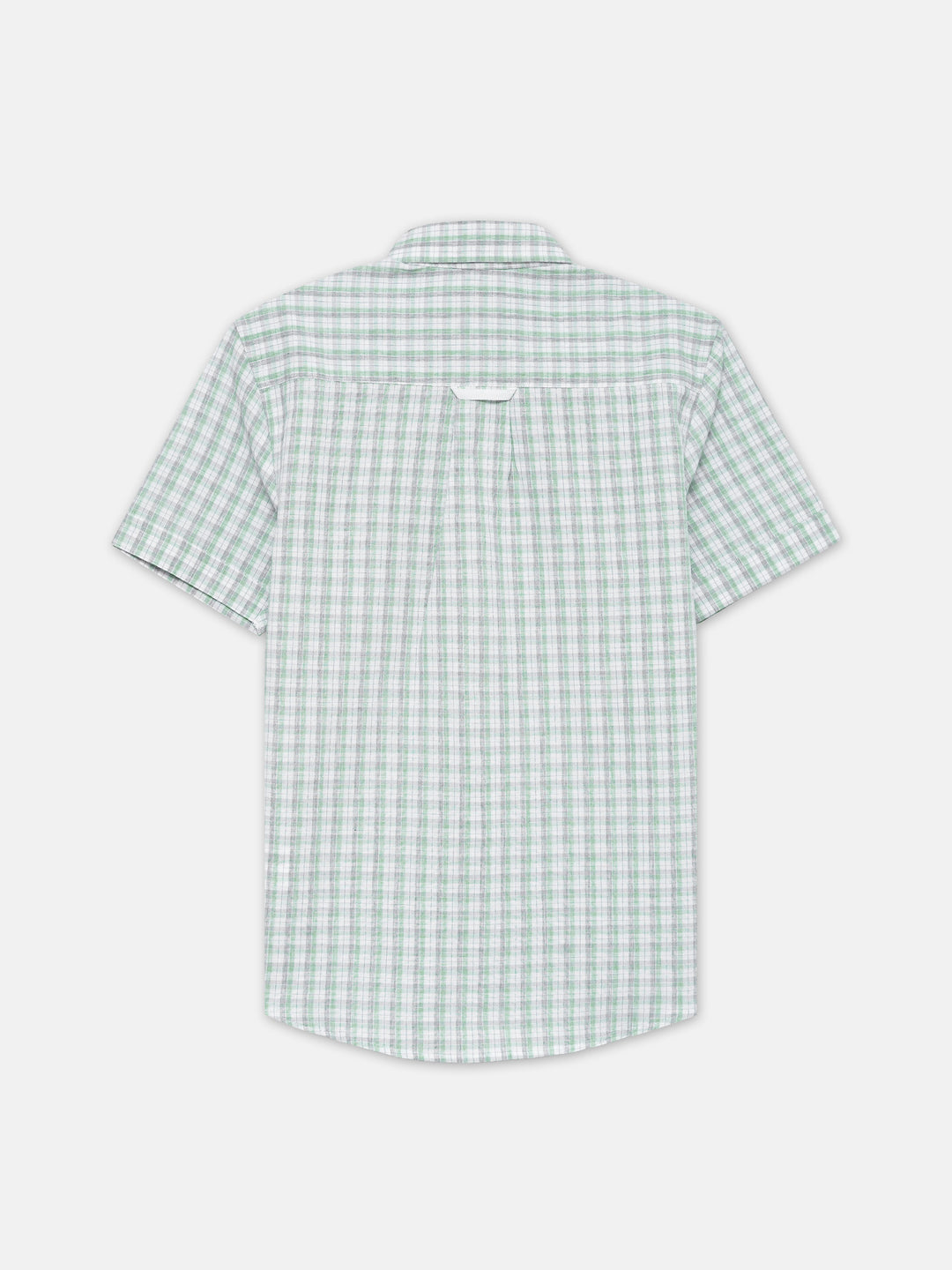 Light Green & Grey Checkered Half Sleeve Shirt - Junior