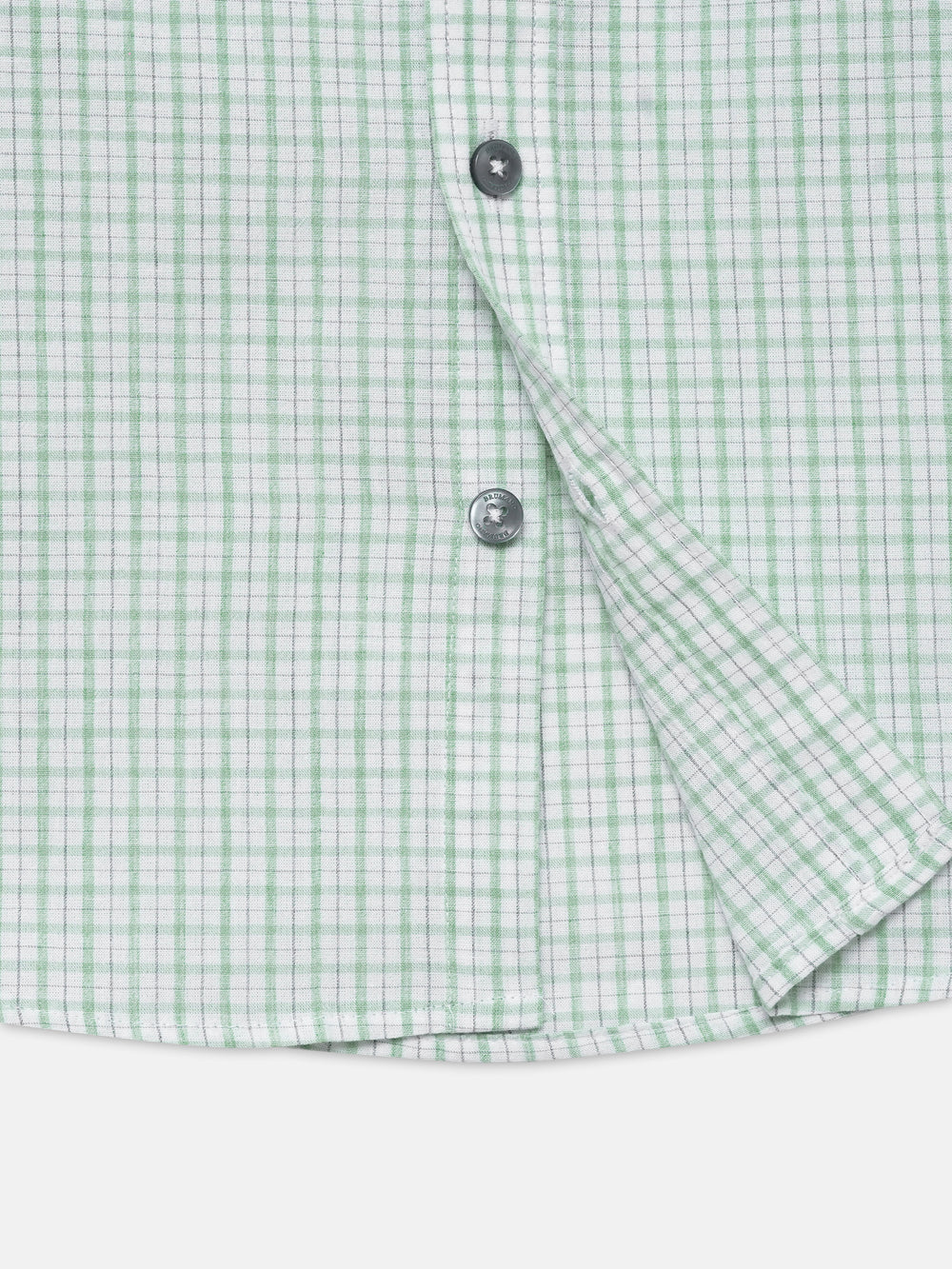 Light green & white checkered half sleeve shirt   junior