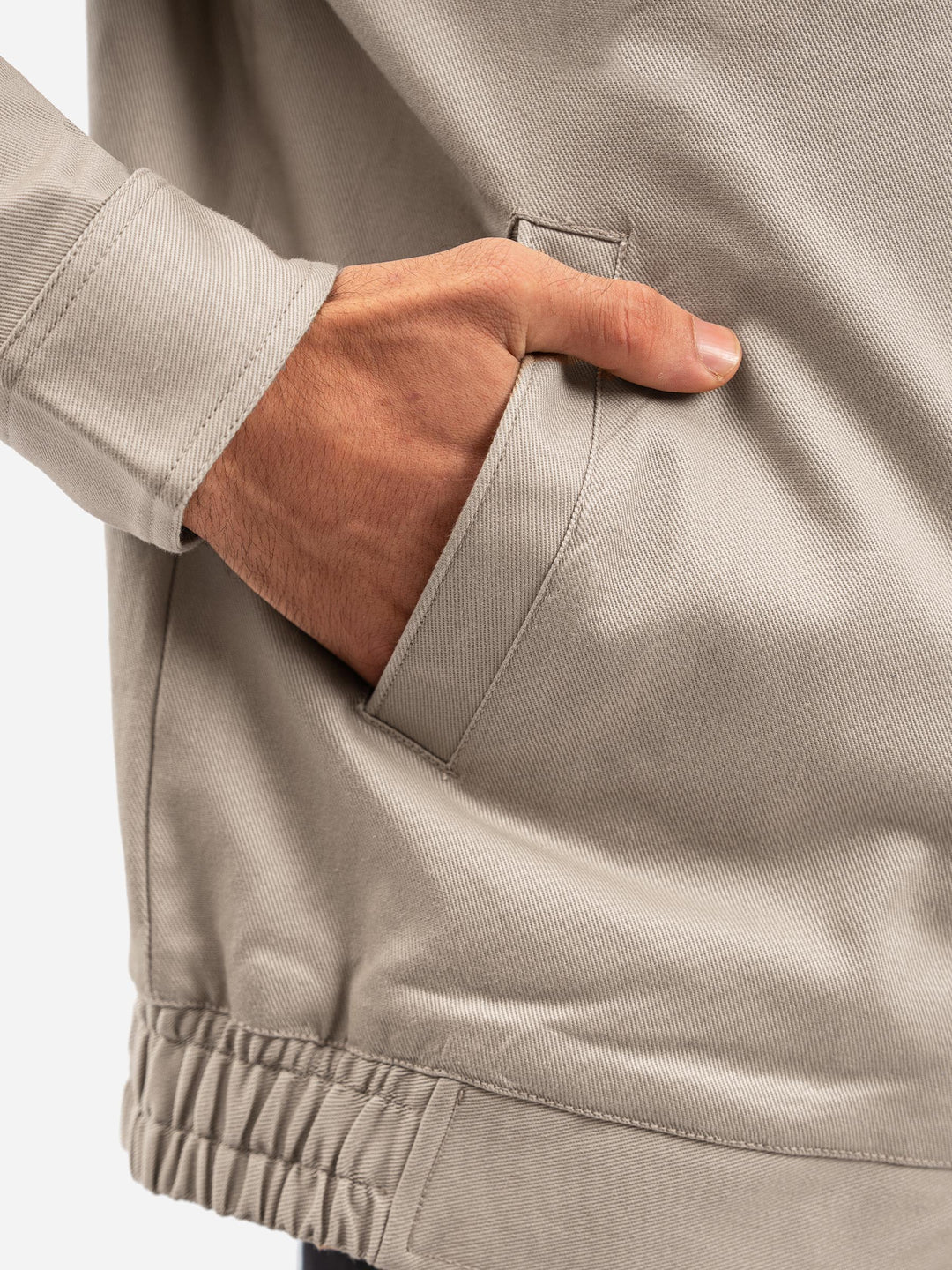 Light Khaki Cotton Twill Casual Collar Jacket