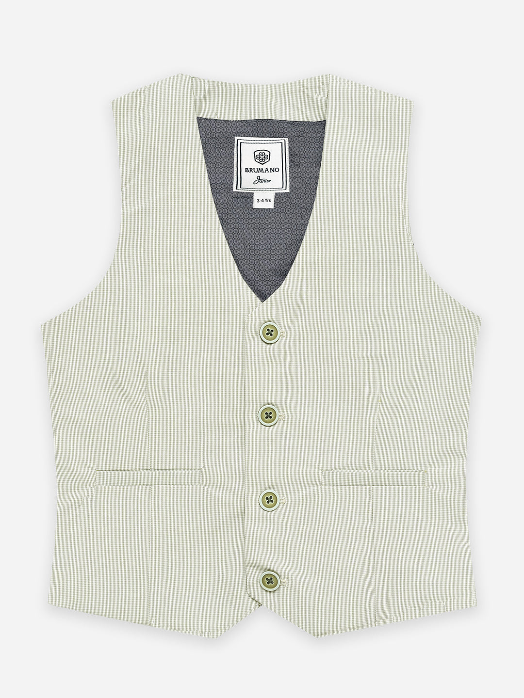Light Olive Micro Gingham Vest with Best - Junior