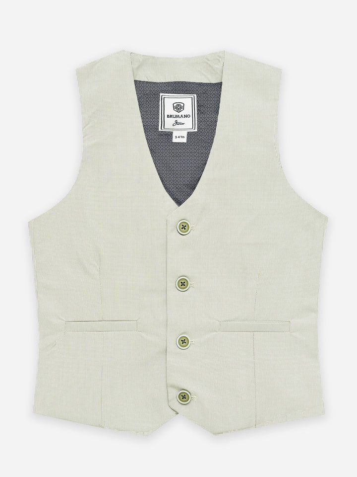 Light Olive Micro Gingham Vest with Best - Junior