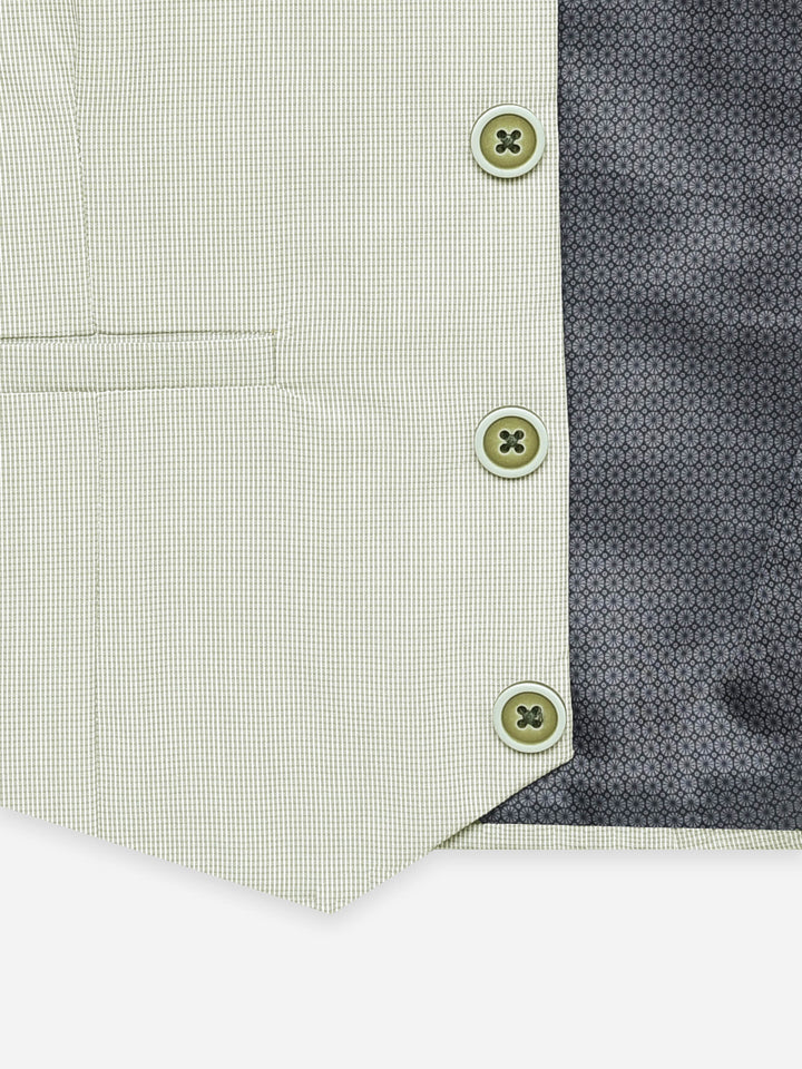 Light Olive Micro Gingham Vest with Best - Junior