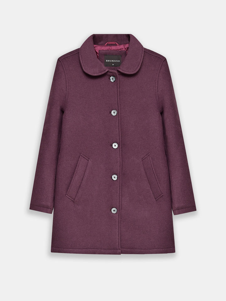 Light Plum Wool Blended Long Coat - Women