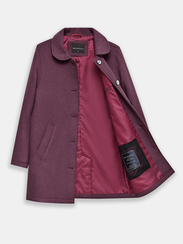 Light Plum Wool Blended Long Coat - Women