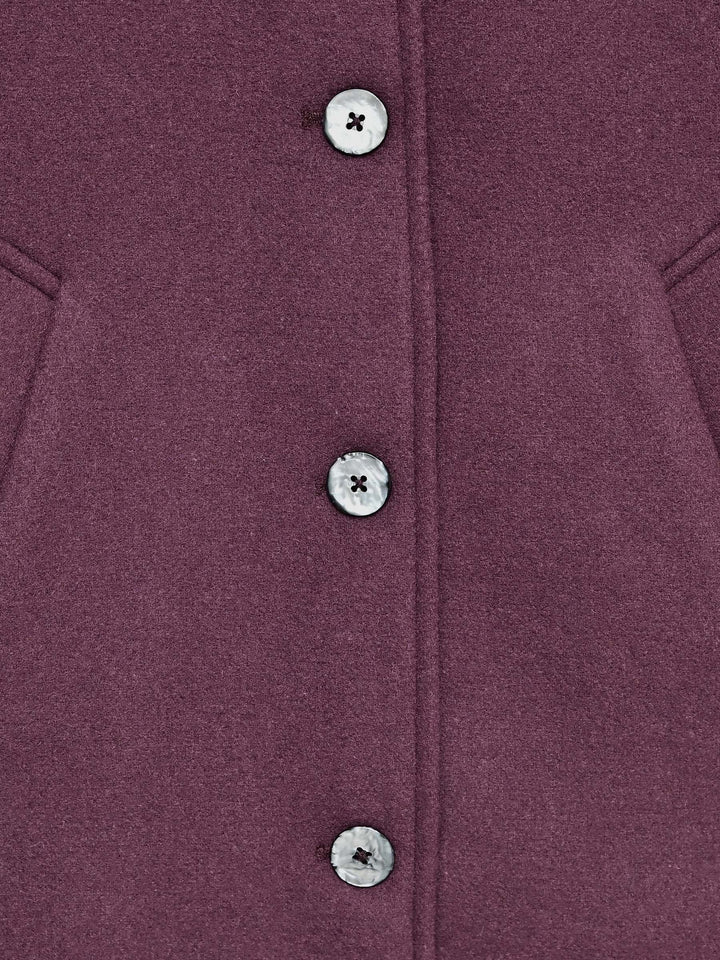 Light Plum Wool Blended Long Coat - Women
