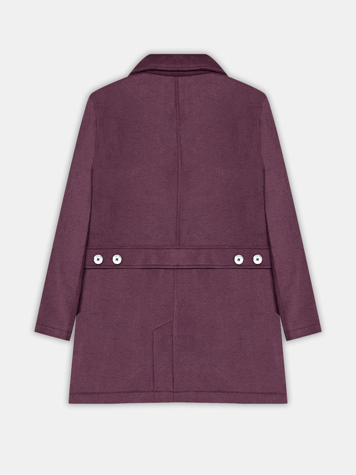 Light Plum Wool Blended Long Coat - Women
