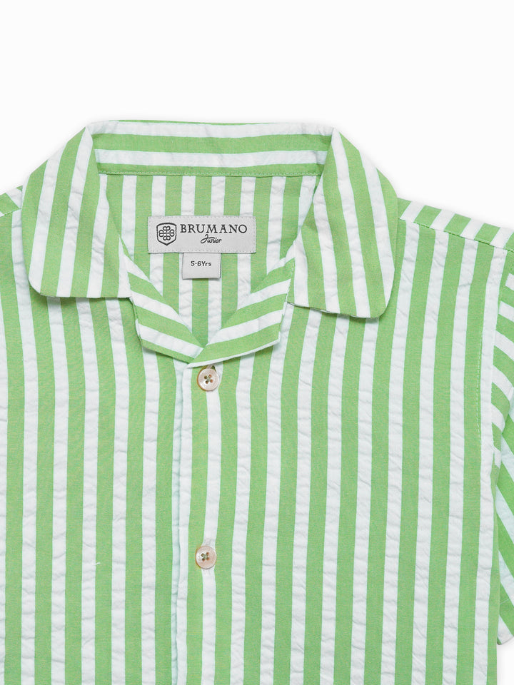 Close up of Cuban collar cotton shirt