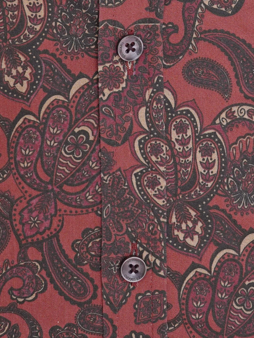 Maroon Large Paisley Printed Slim Fit Shirt