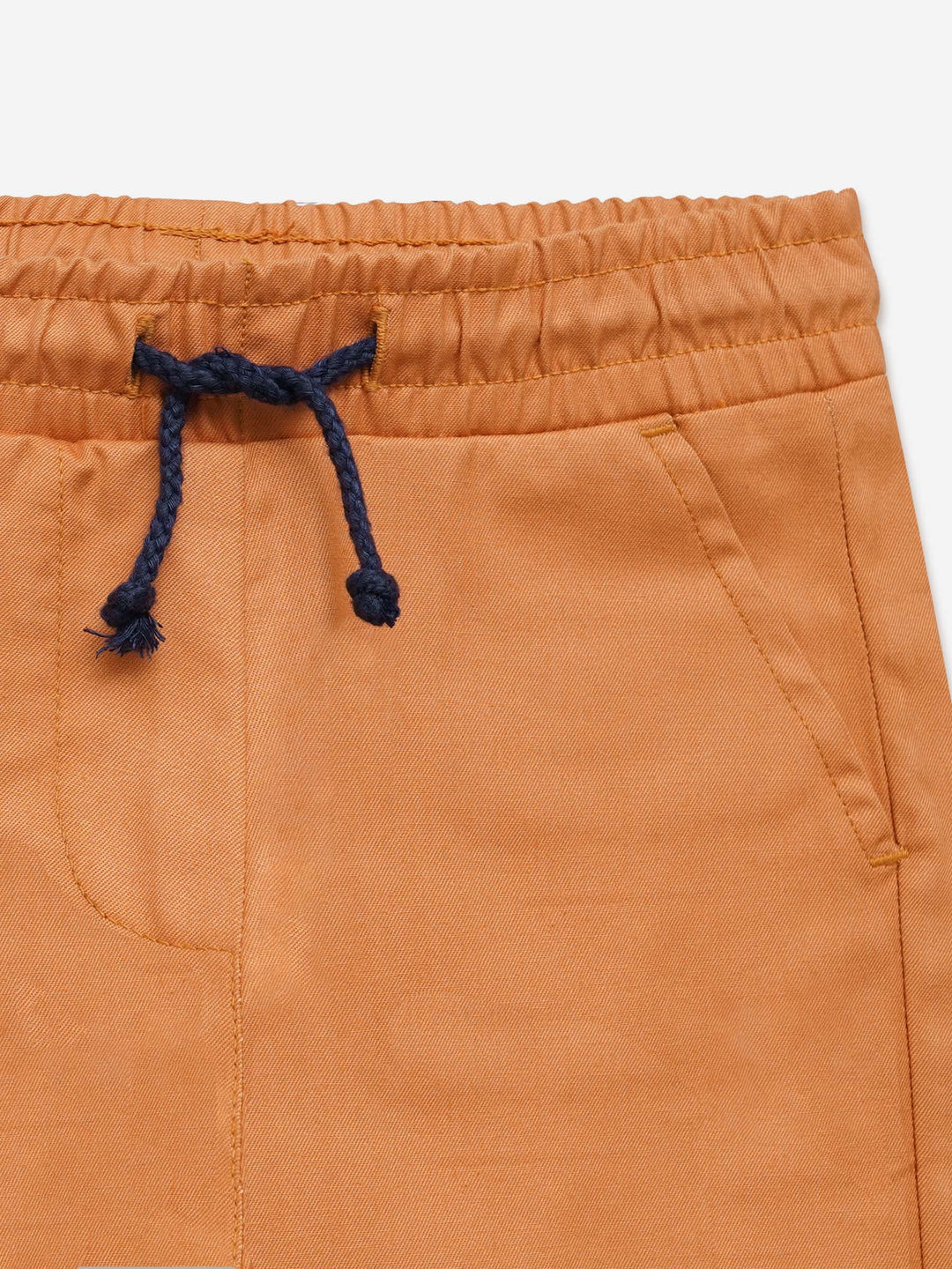 Orange Twill Structured Cotton Casual Shorts - Junior