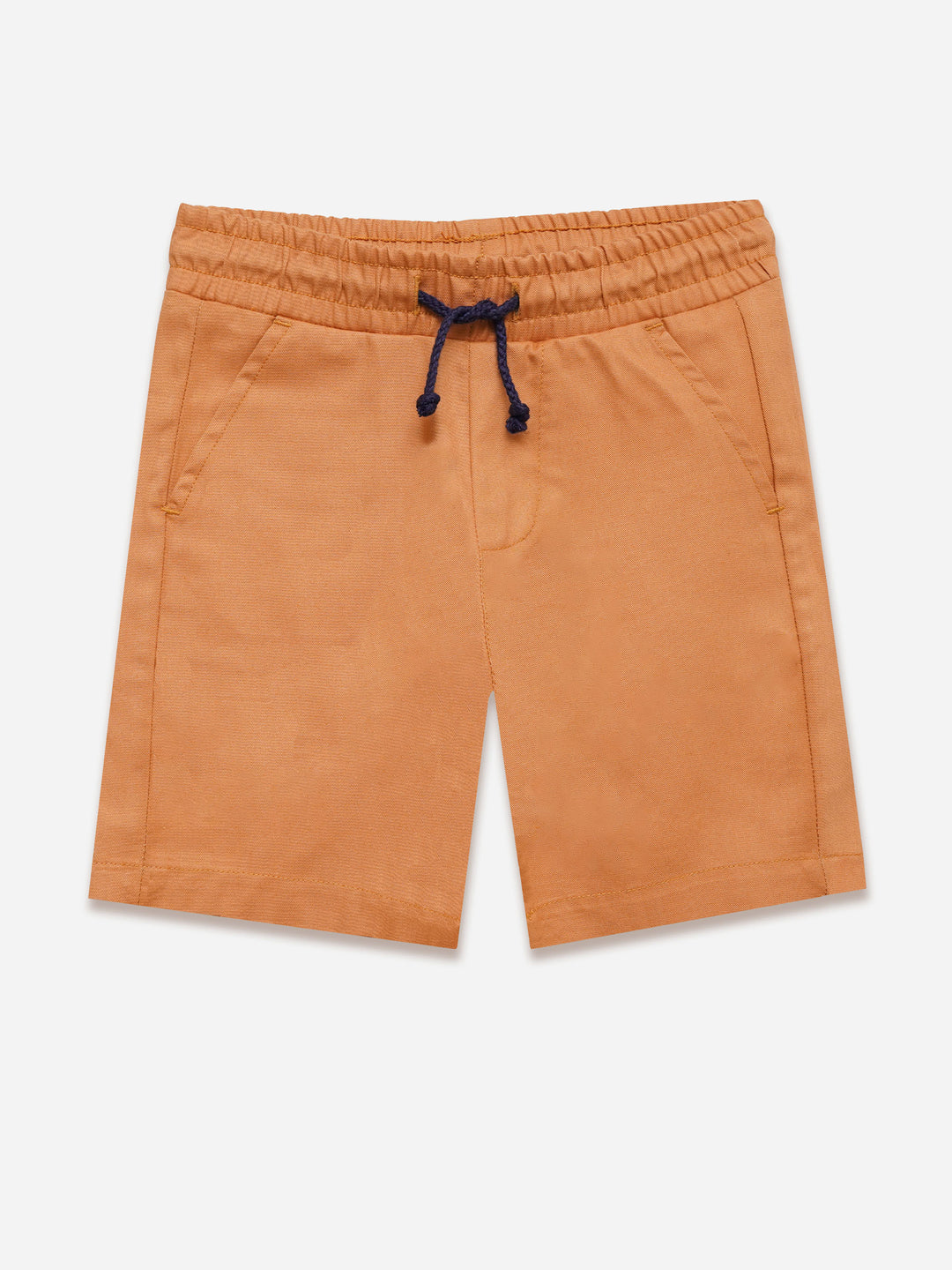 Orange Twill Structured Cotton Casual Shorts - Junior