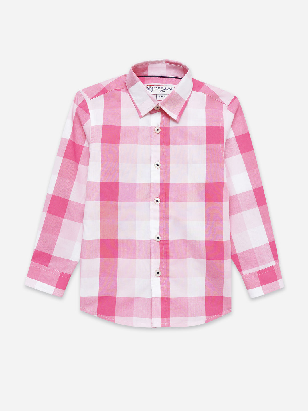 Pink & White Large Checkered Long Sleeve Shirt - Junior