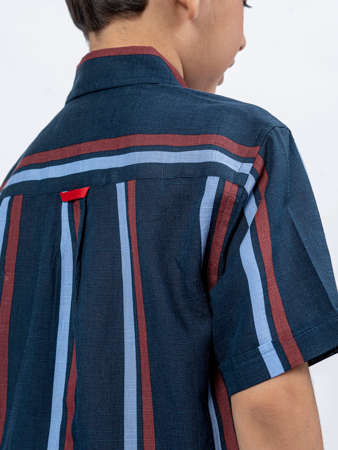 Navy Blue Striped Half Sleeve Casual Shirt