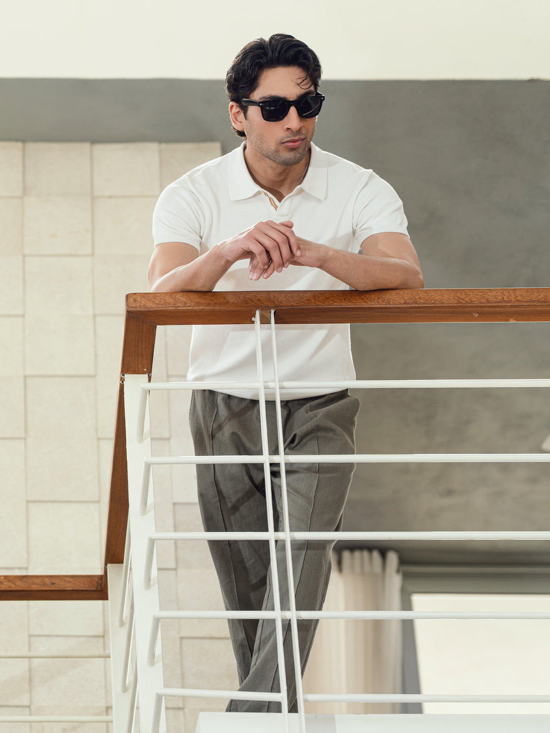 Men's vanilla cotton polo shirt
