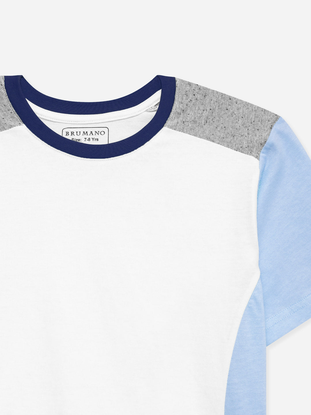 White & Blue T-shirt With Contrasting Rib - Junior