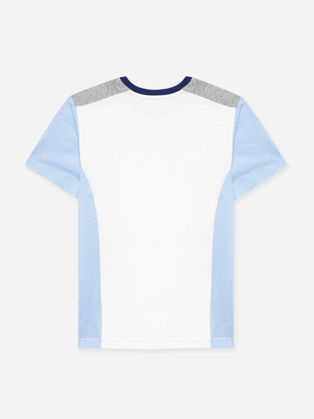 White & Blue T-shirt With Contrasting Rib - Junior