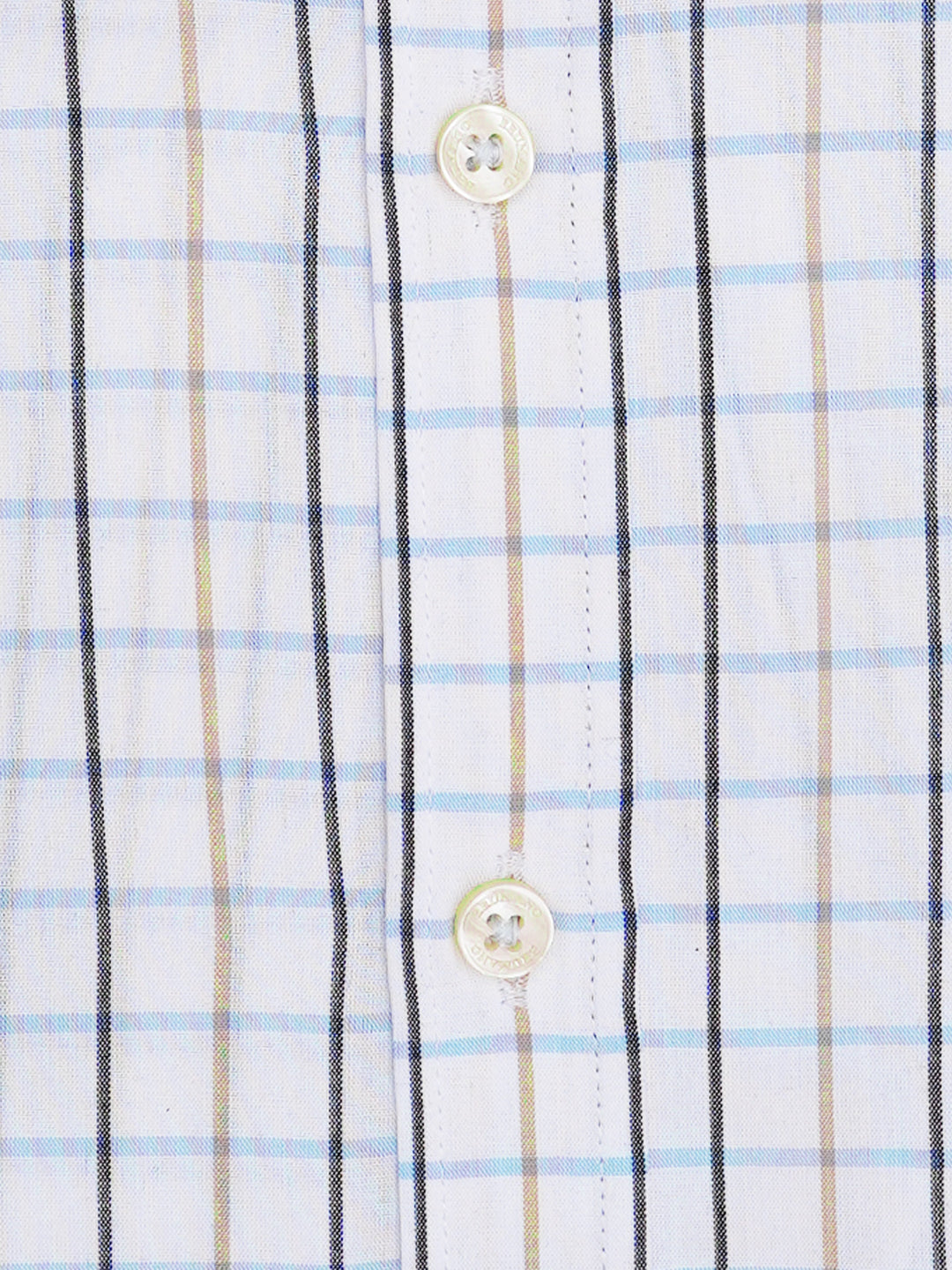 White & Blue Windowpane Checkered Formal Shirt