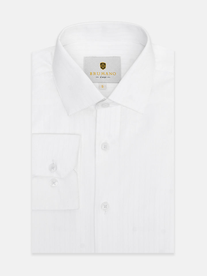 White Multi Self Striped Shirt - Luxe
