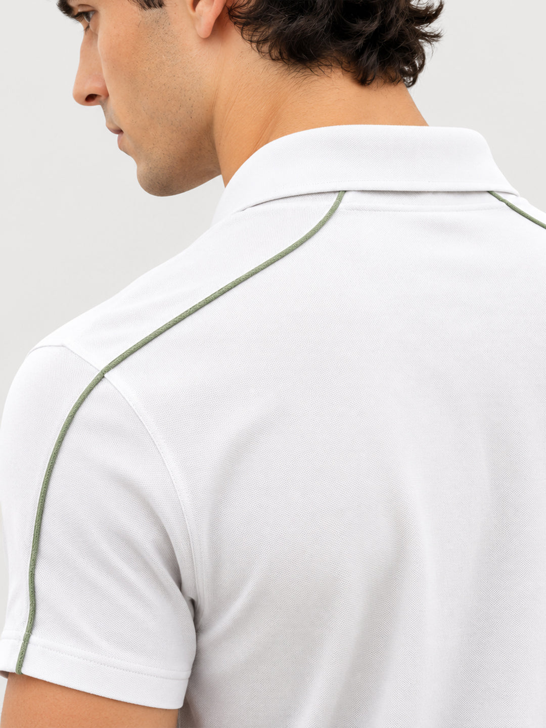 White Raglan Sleeve Pique Sporty Polo