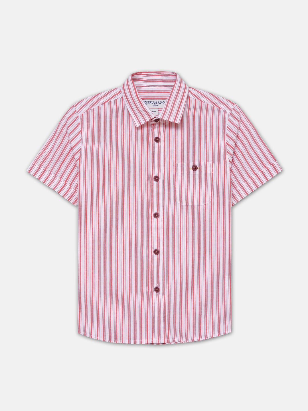 White & Red Striped Half Sleeve Shirt - Junior