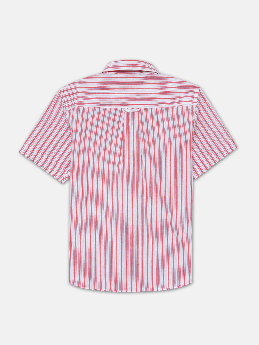 White & Red Striped Half Sleeve Shirt - Junior