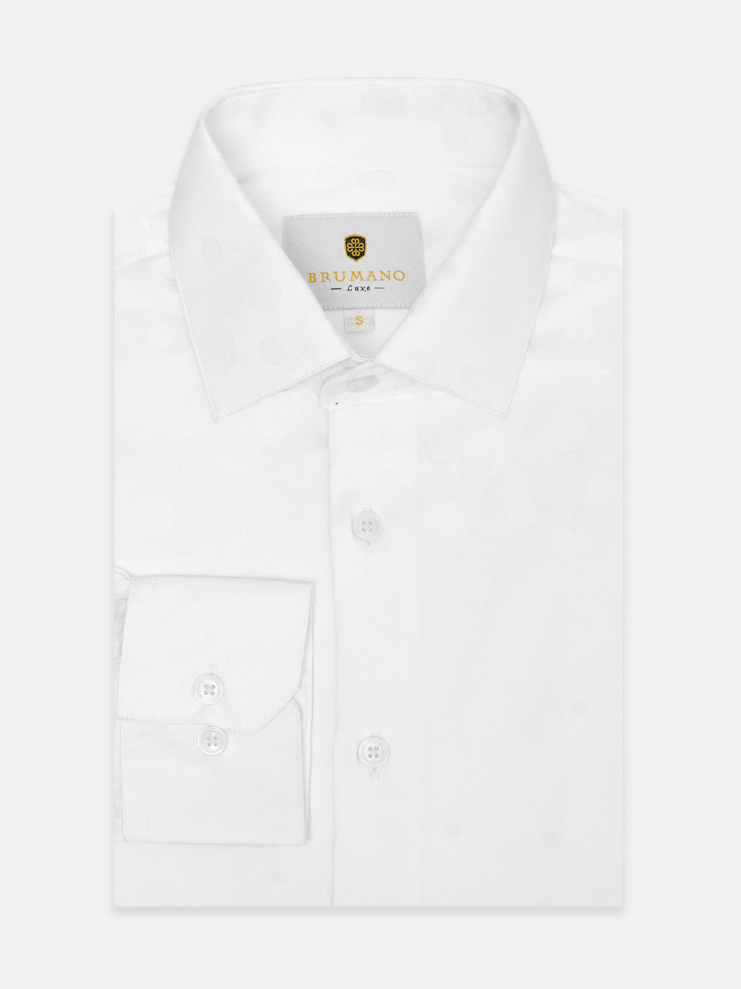 White Self Polka Dot Formal Shirt - Luxe