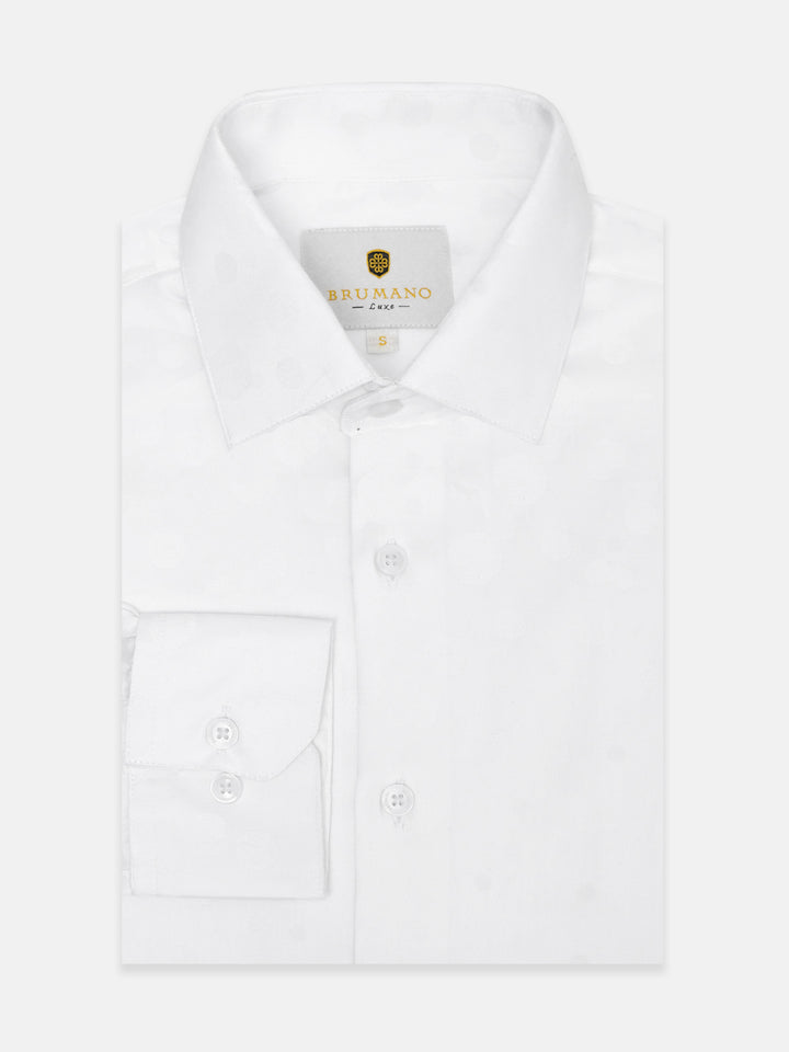 White Self Polka Dot Formal Shirt - Luxe