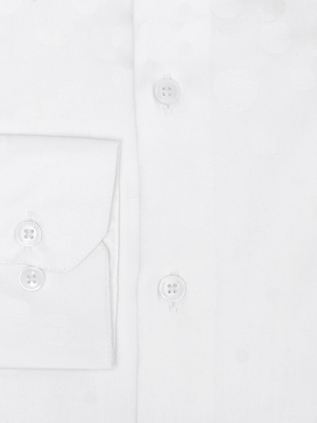 White Self Polka Dot Formal Shirt - Luxe