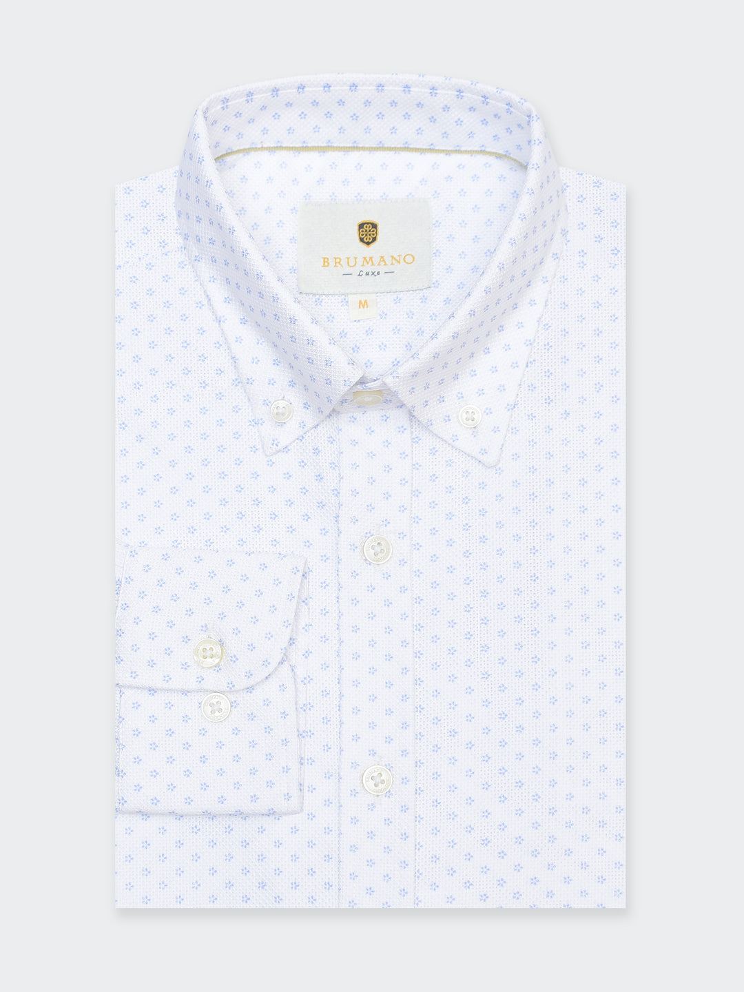 White Structured Printed Button Down Shirt - Luxe