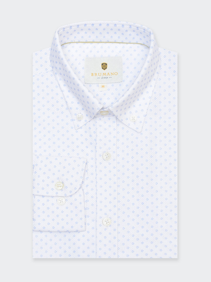 White Structured Printed Button Down Shirt - Luxe