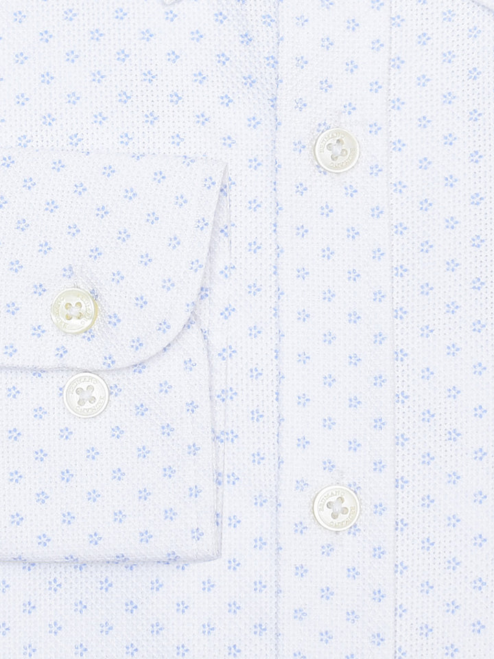White Structured Printed Button Down Shirt - Luxe