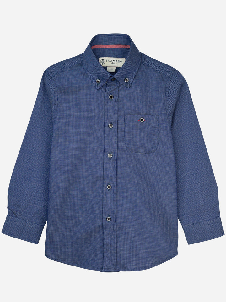 Blue & White Dobby Casual Long Sleeve Shirt Brumano Pakistan