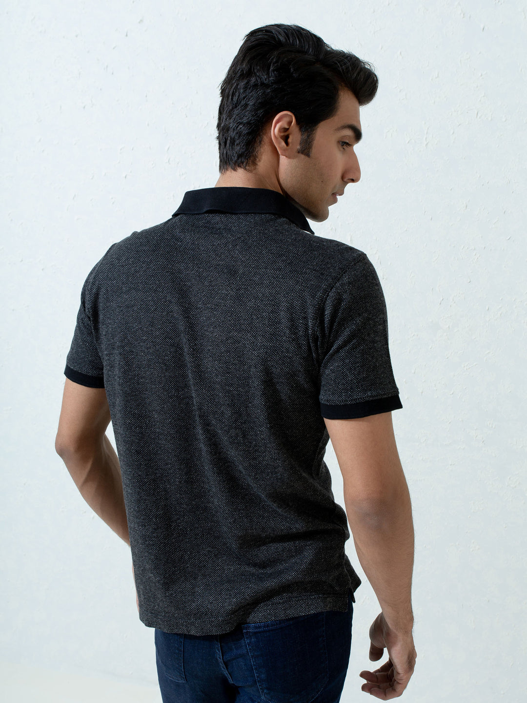 Black Dobby Mercerized Polo Shirt Brumano Pakistan