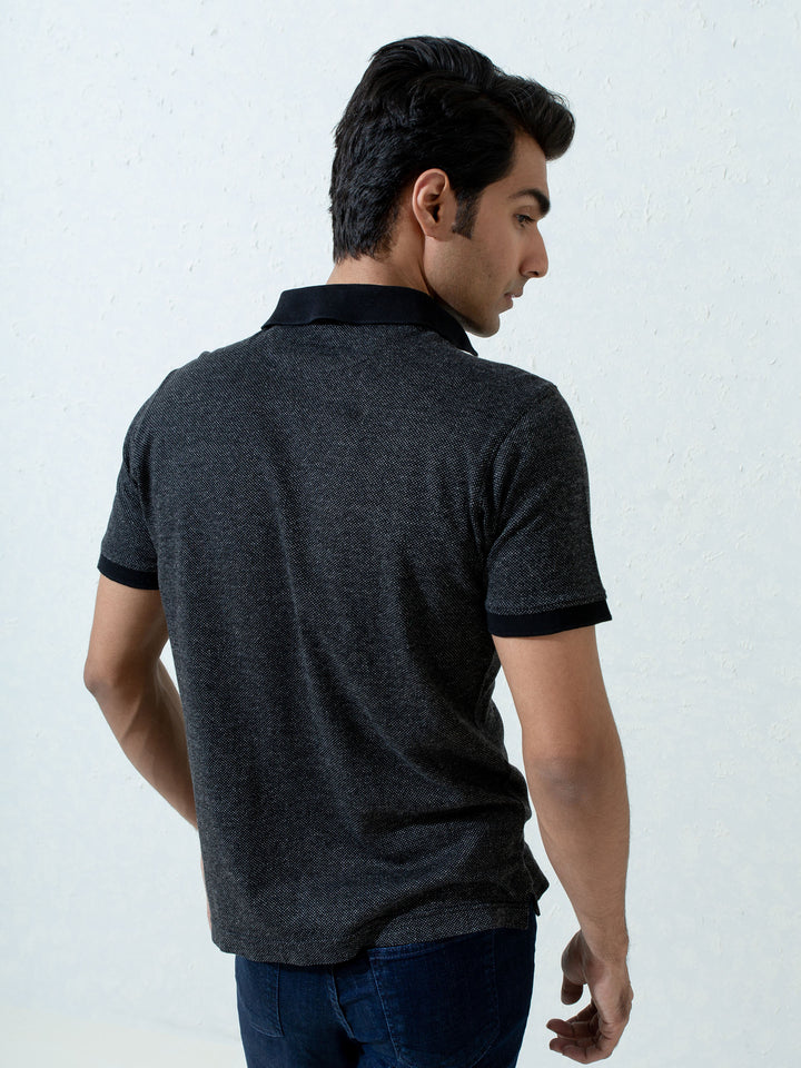 Black Dobby Mercerized Polo Shirt Brumano Pakistan