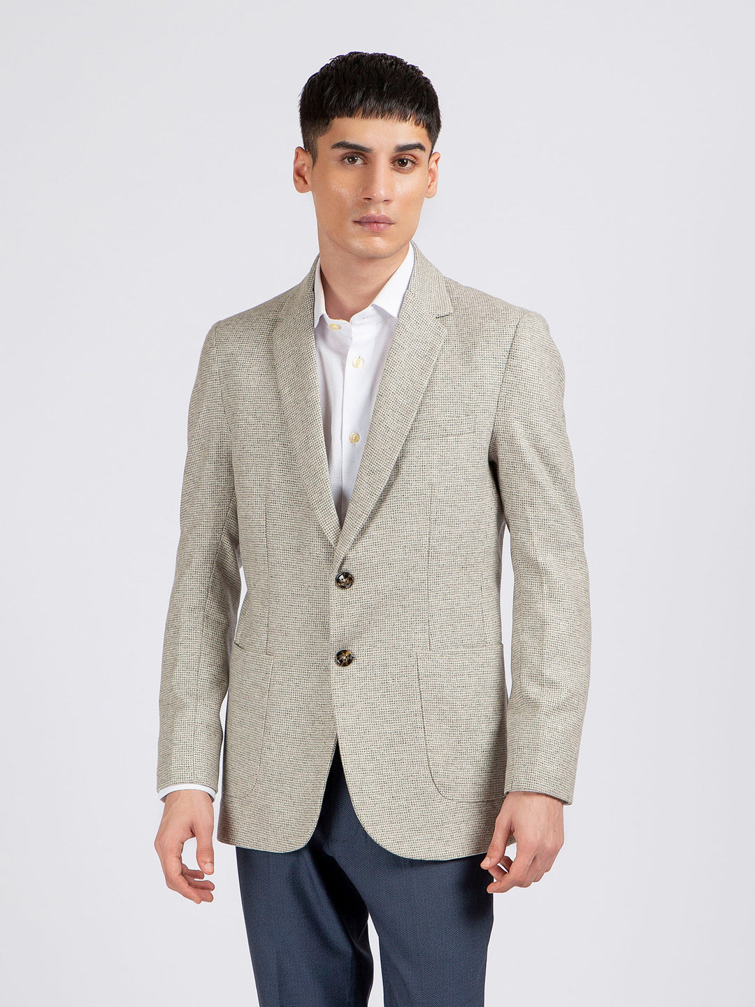 Light Grey Wool Cashmere Blazer - Sartoria Brumano Pakistan
