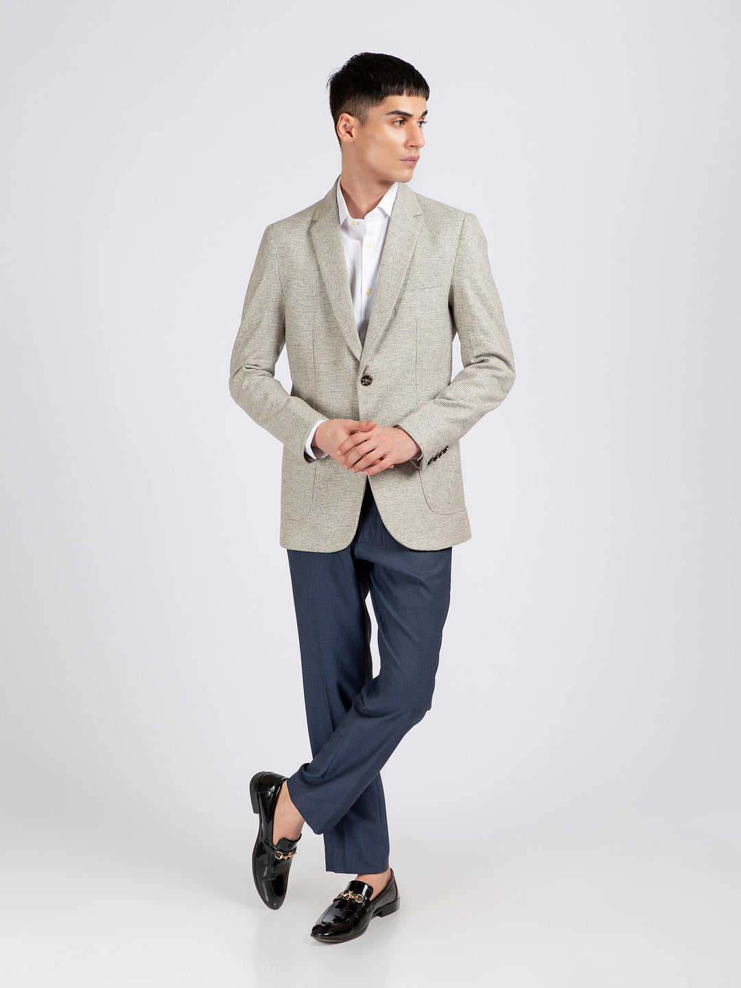 Light Grey Wool Cashmere Blazer - Sartoria Brumano Pakistan