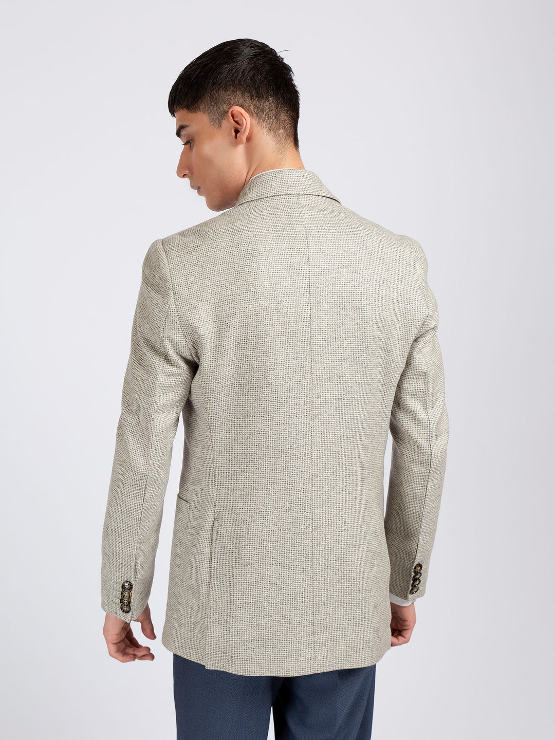 Light Grey Wool Cashmere Blazer - Sartoria Brumano Pakistan
