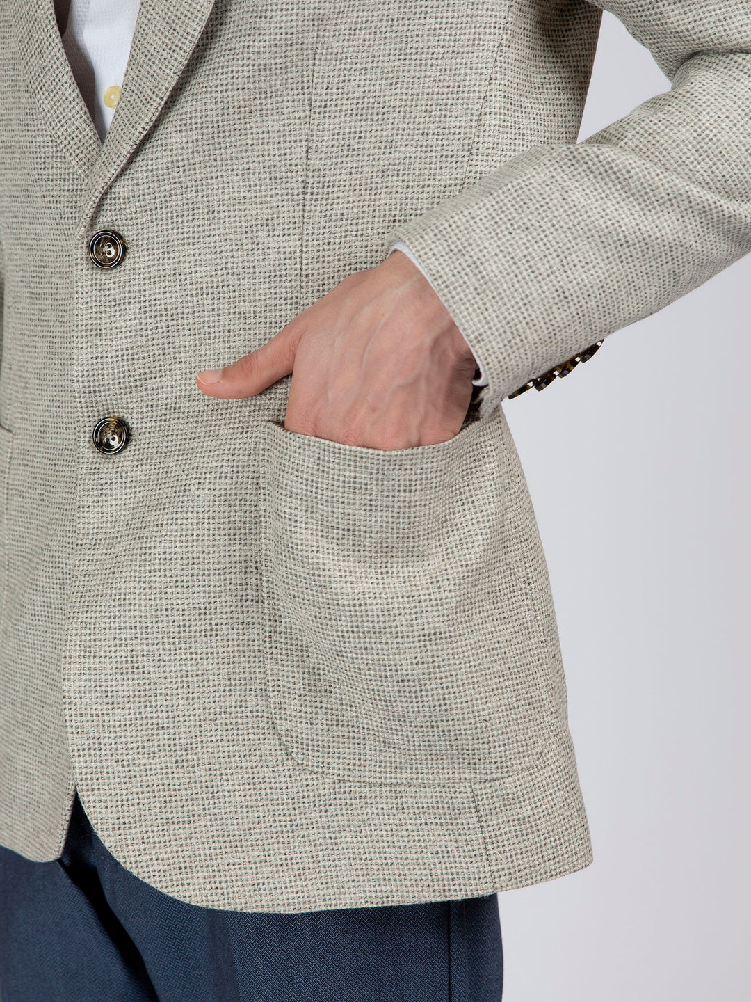 Light Grey Wool Cashmere Blazer - Sartoria Brumano Pakistan