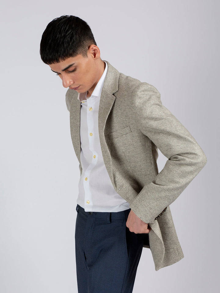 Light Grey Wool Cashmere Blazer - Sartoria Brumano Pakistan